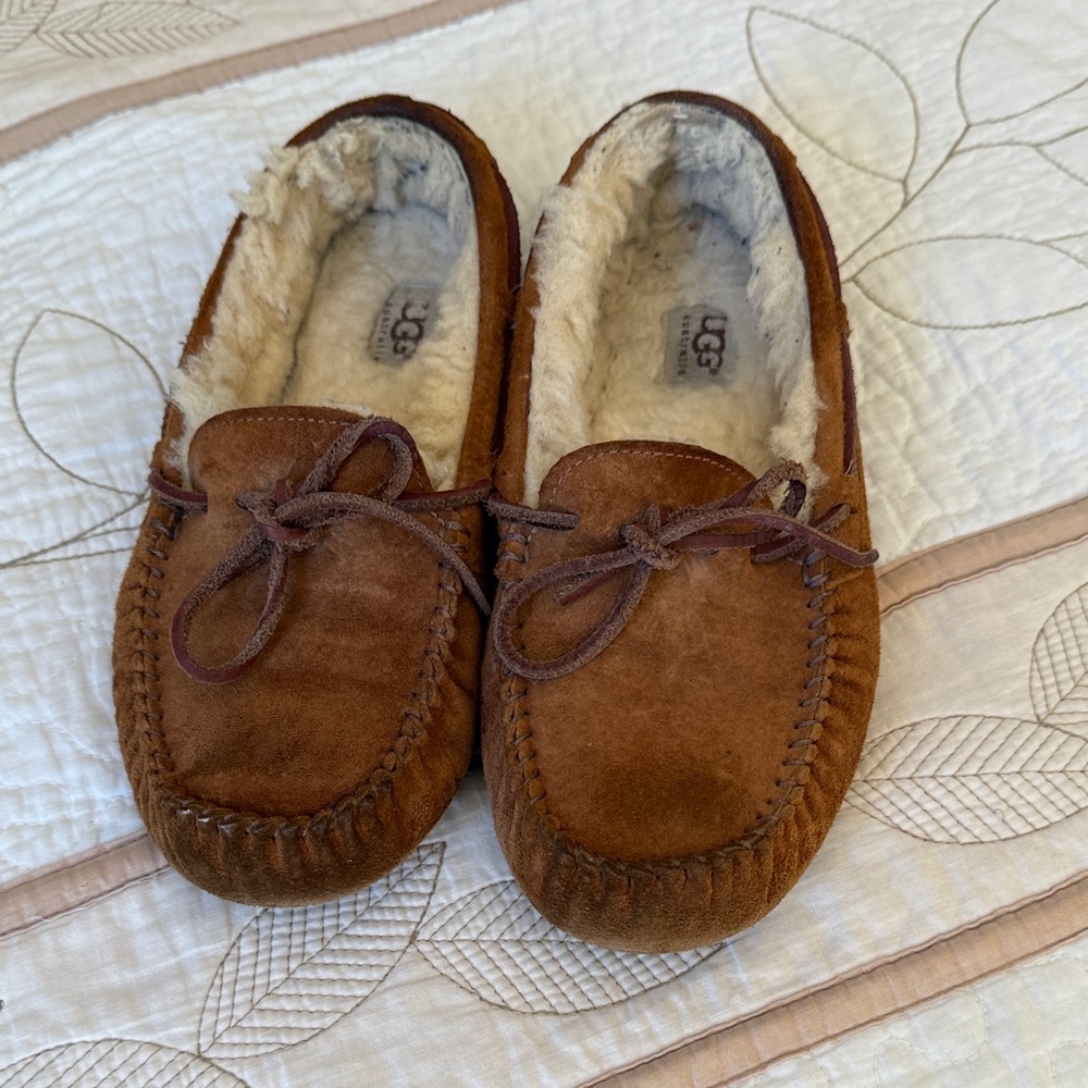 UGG Chestnut Suede Moccasin Slippers
